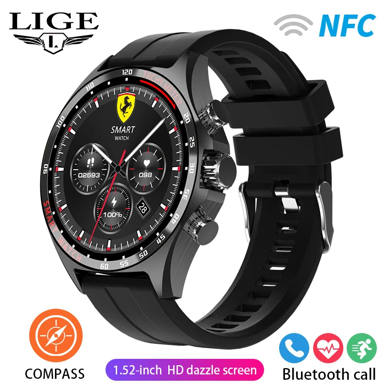 Montre Intelligente GPS LIGE Homme - Outdoor Sport Boussole Appel Bluetooth Étanche