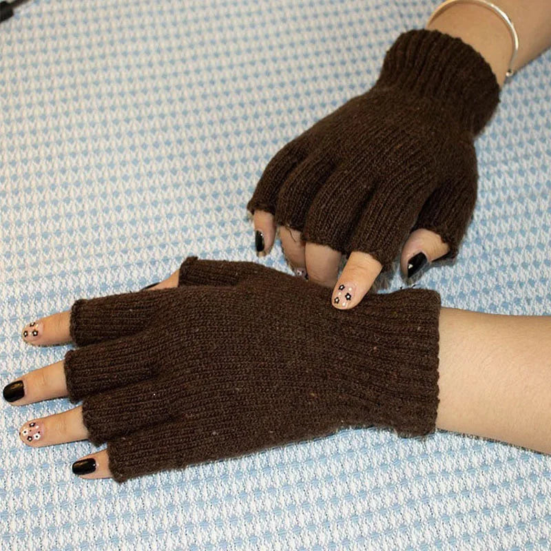 Gants Sans Doigts Femme Thermique - Mitaines Chaudes Hiver