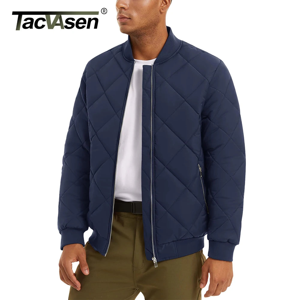 Veste Rembourrée Homme TACVASEN - Fermeture Éclair Coupe-Vent Travail Baseball Varsity Hiver