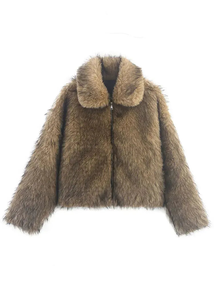 Veste Fausse Fourrure Femme Vintage 2025 - Manteau Hiver Streetwear