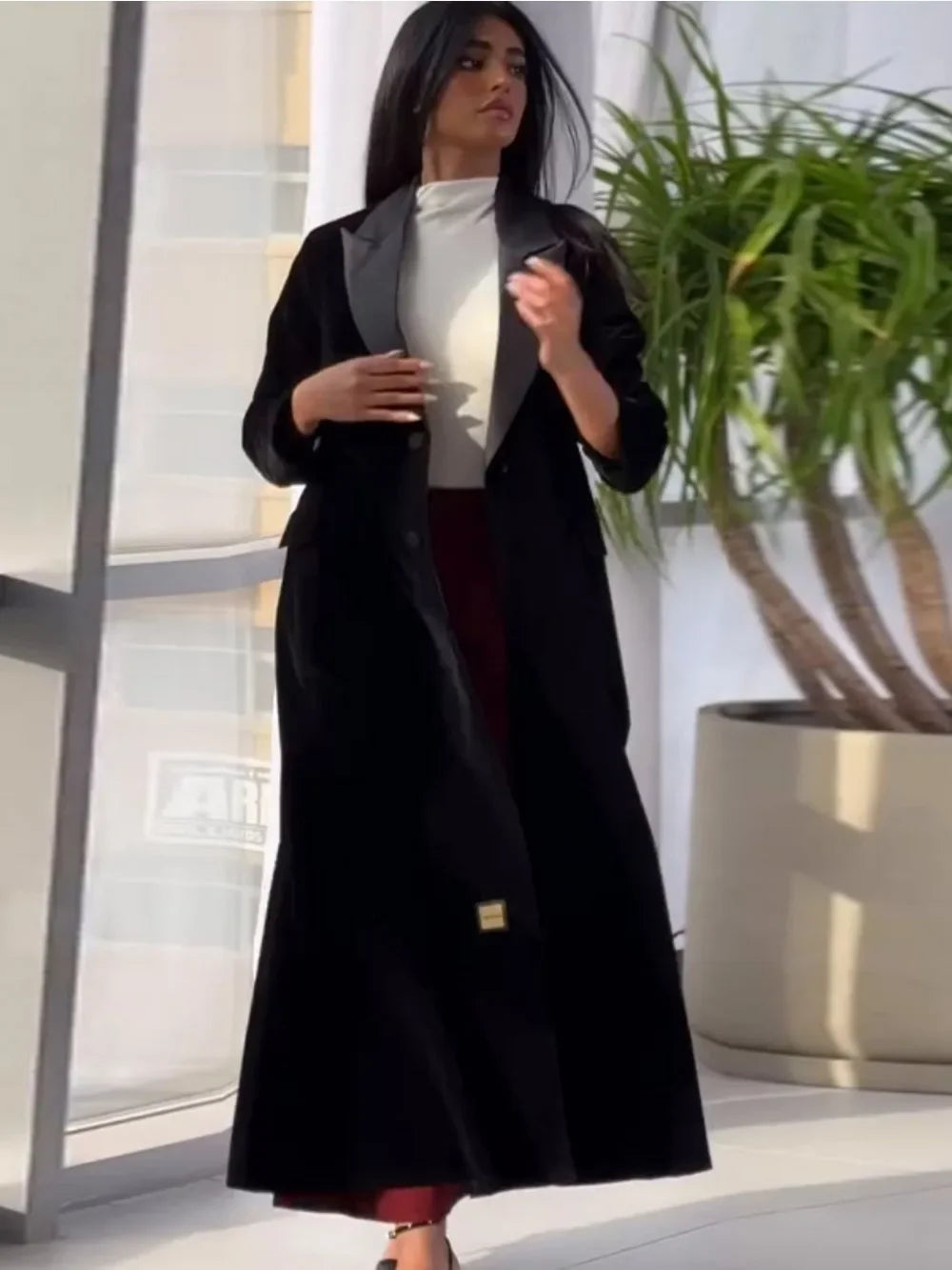 Pardessus Musulman Femme Boutonnage Simple - Abaya Eid Revers Marocain Dubaï Caftan