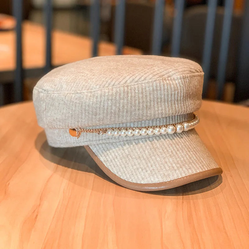 JOFlat-Béret bleu marine octogonal pour femme, chapeau de gavroche, casquettes de protection solaire, chapeau de créateur de marque, mode, automne, hiver