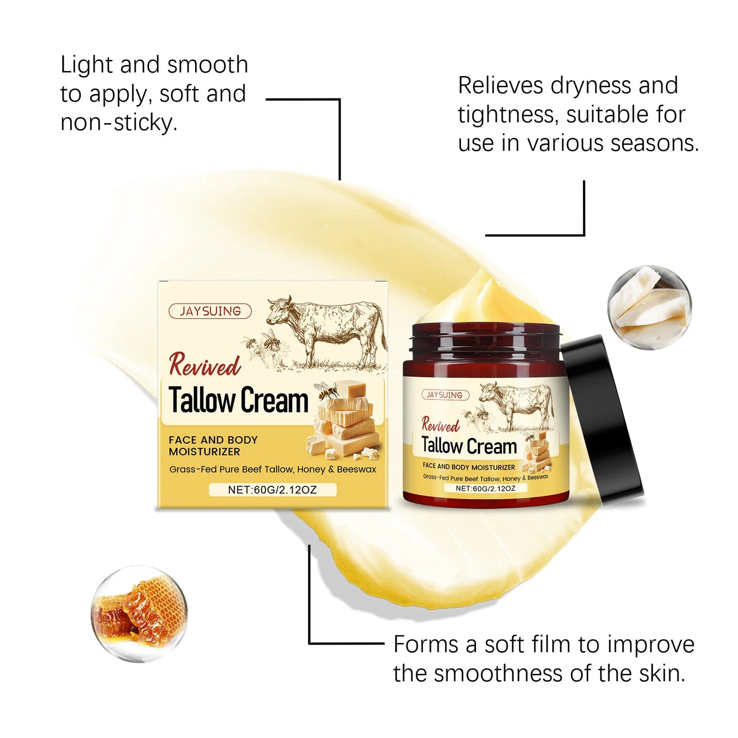 Natural Face &amp; Body Moisturizer - Organic Whipped Honey Beeswax