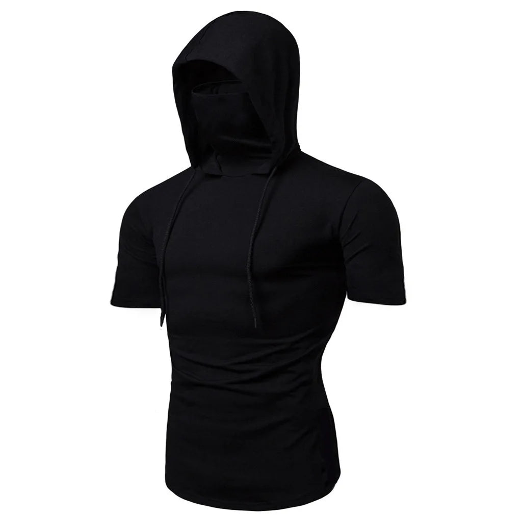 Sweat à Capuche Homme avec Masque - Manches Longues Cyclisme Sport Épissure Décontracté