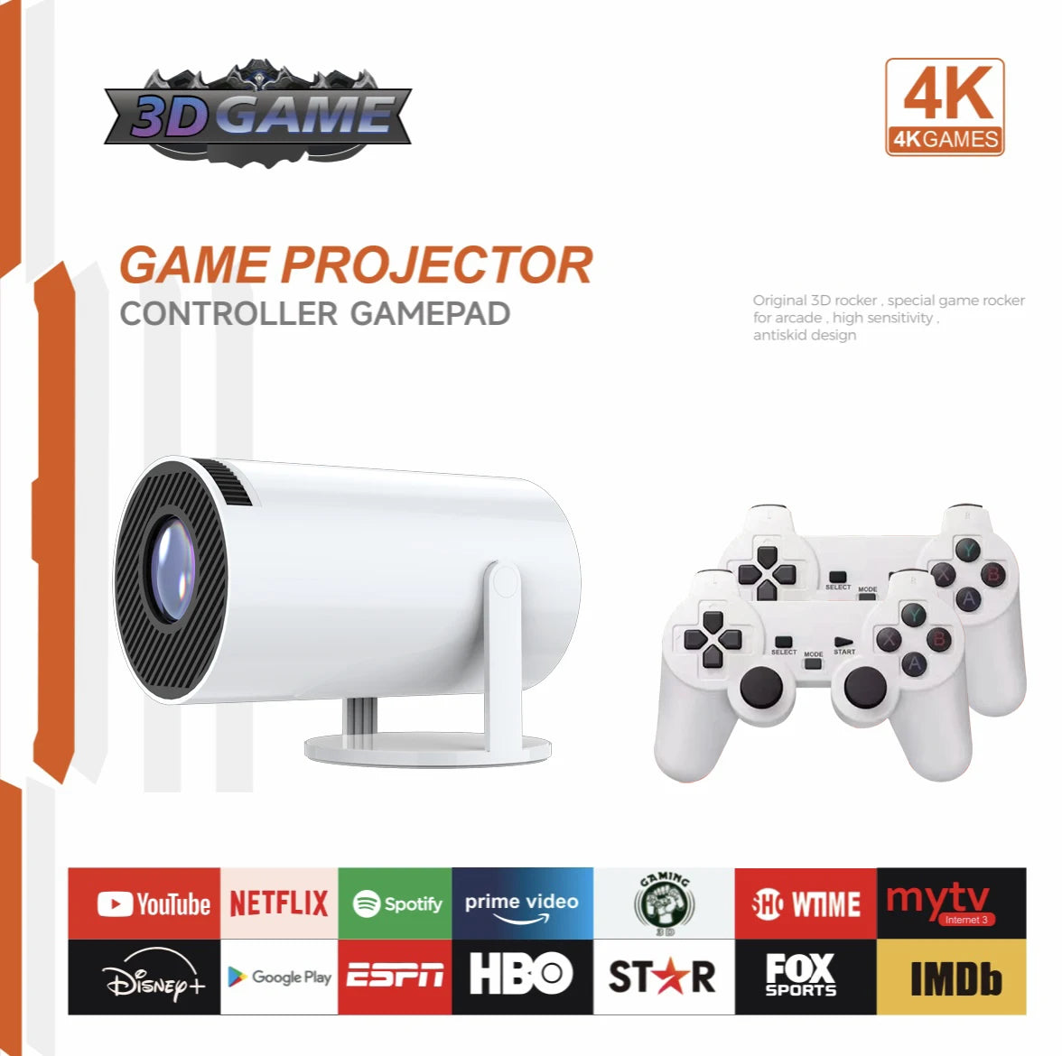 Projecteur Gaming F300 2-en-1 4K Android 11 - Contrôleur Jeu Intégré