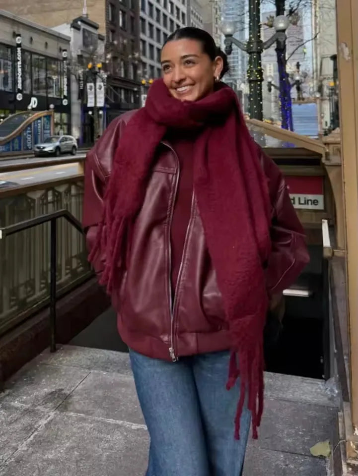 Écharpe Cachemire Hiver Femme Orange - Pashmina Luxe Pompons