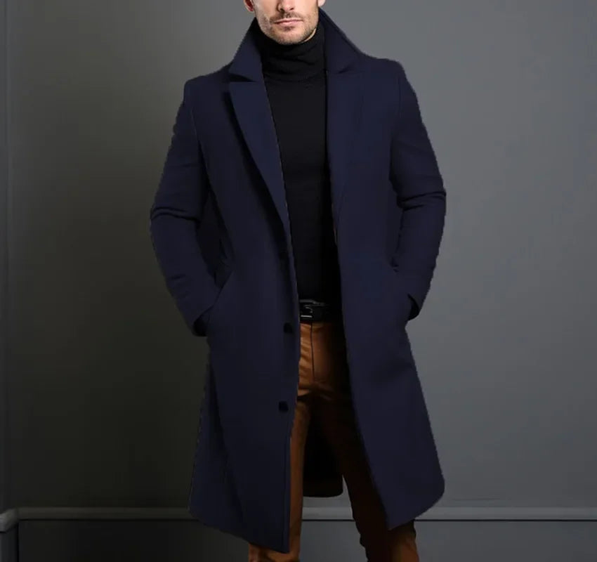Manteau Laine Casual Homme - Simple Boutonnage Revers Chaud Jeune Européen Automne Hiver