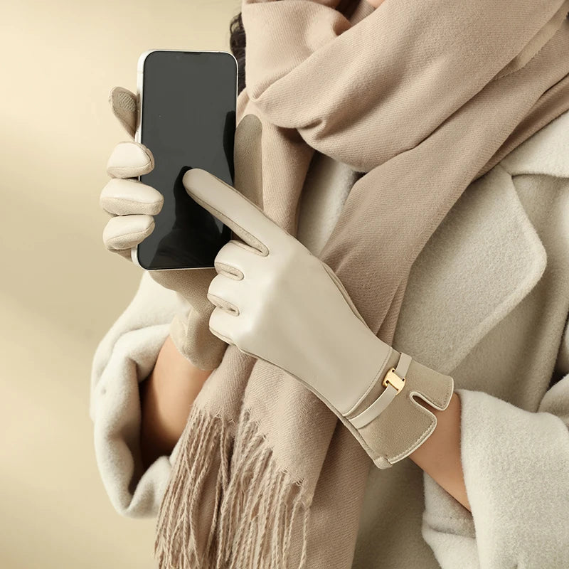 Gants Hiver Femme Polaire - Cyclisme Conduite Écran Tactile PU