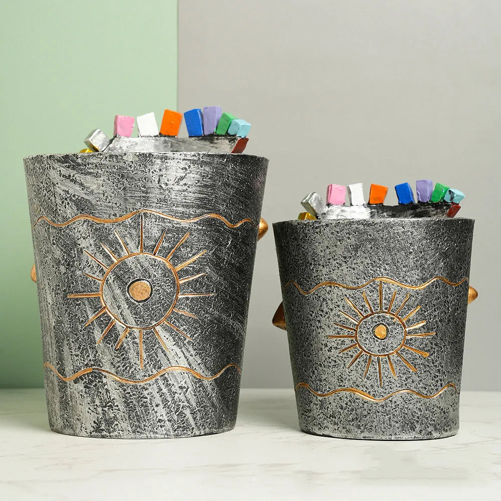 Vase Décoratif Visage Abstrait Coloré - Pot Fleur Art Créatif Maison Bureau