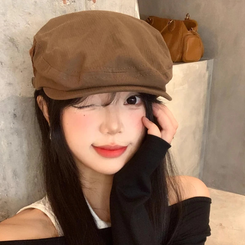 Béret Rétro Café Unisexe - Style Japonais Protection Solaire Été Automne