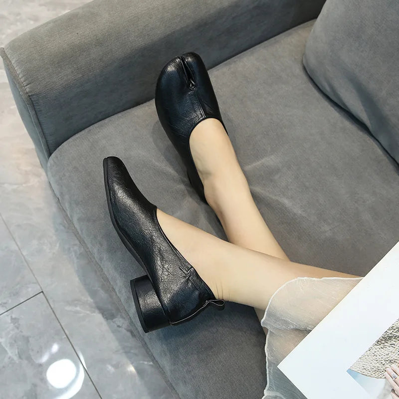 Chaussures Tabi Ninja Femme 3cm Talon - Ballet Souples Mocassins Décontractées