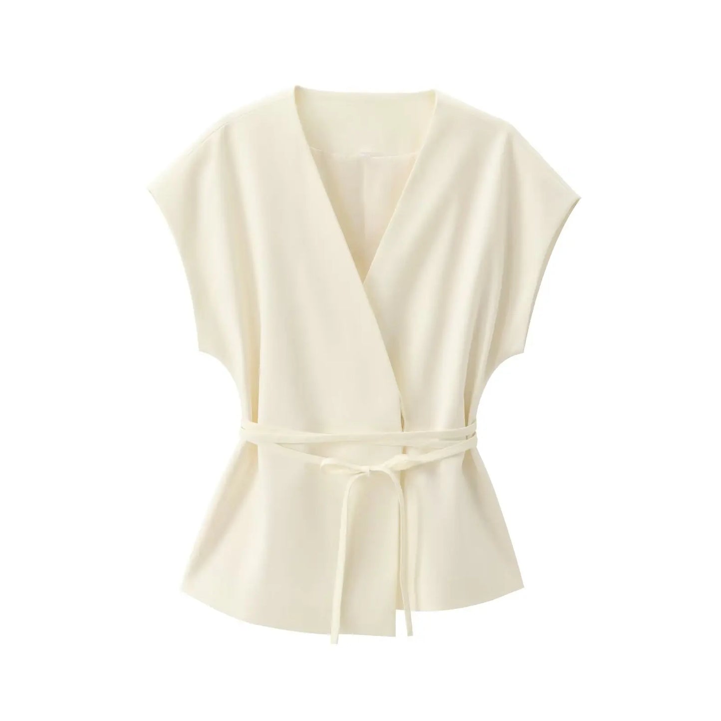 TFMLN mode femmes pantalons costumes sans manches col en v haut avec ceinture pantalons droits ensembles 2025 printemps été banlieue 2 pièces ensemble