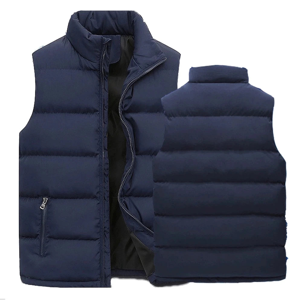 Veste Homme Col Montant Imperméable - Gilet Décontracté Fermeture Éclair Automne Hiver