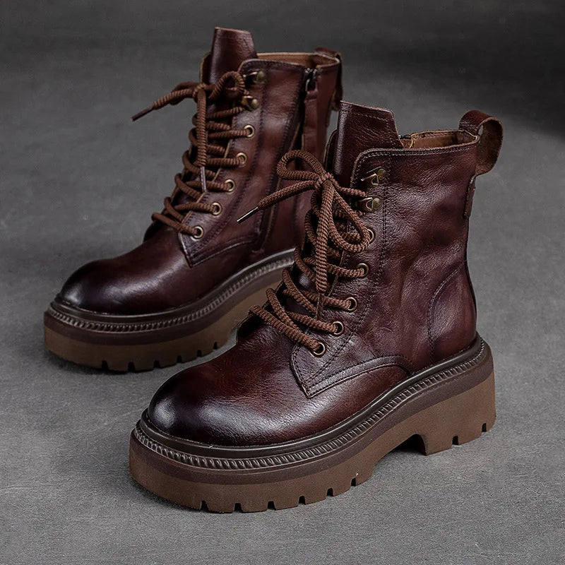 Bottes JOHNMOB Cuir Véritable Vintage - Fermeture Éclair Semelle Optique Hiver 2025