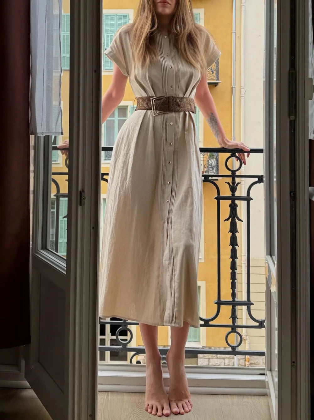 Robe Femme Été Rétro Lin - Style Français Élégant