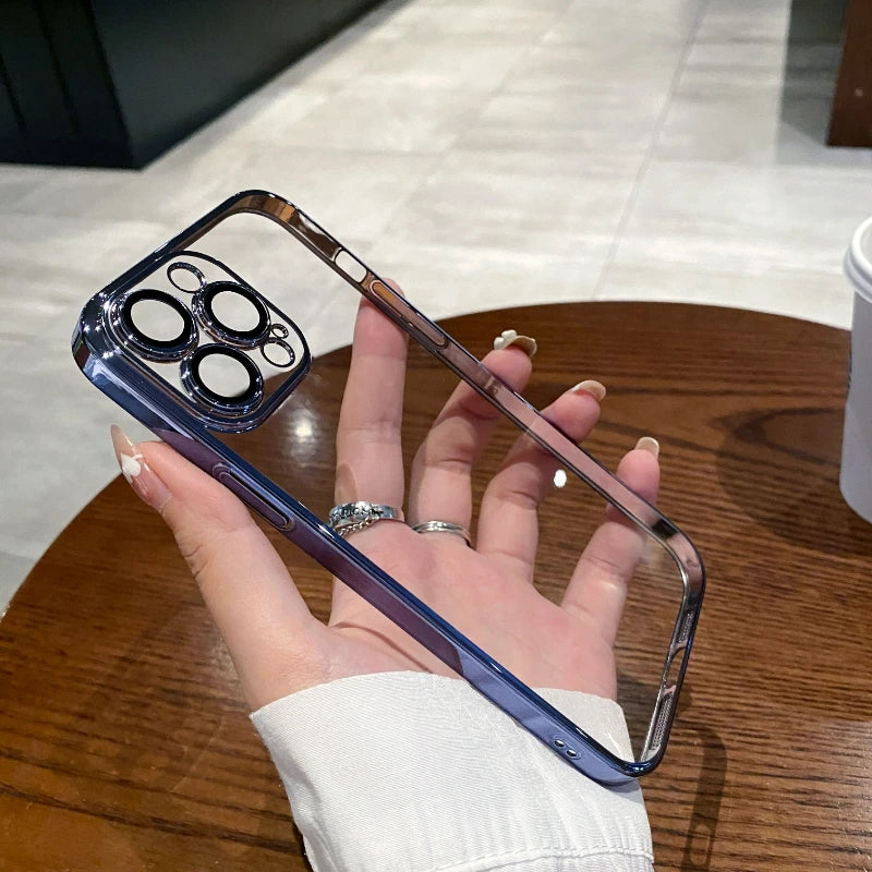 Coque iPhone Silicone Transparent Luxe - Placage Protection Objectif 15 14 13 12 11 Pro Max