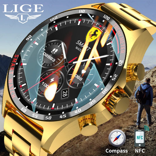 Montre Intelligente GPS LIGE Homme - Outdoor Sport Boussole Appel Bluetooth Étanche
