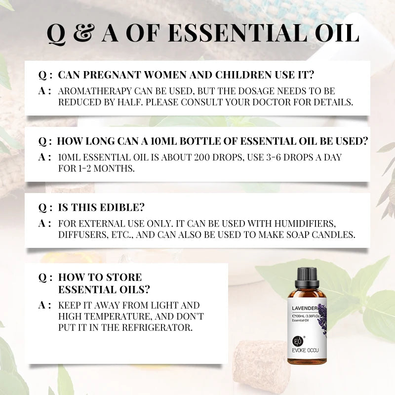 EVOKE Essential Oils Collection 100ml - Lavender Vanilla Eucalyptus Premium