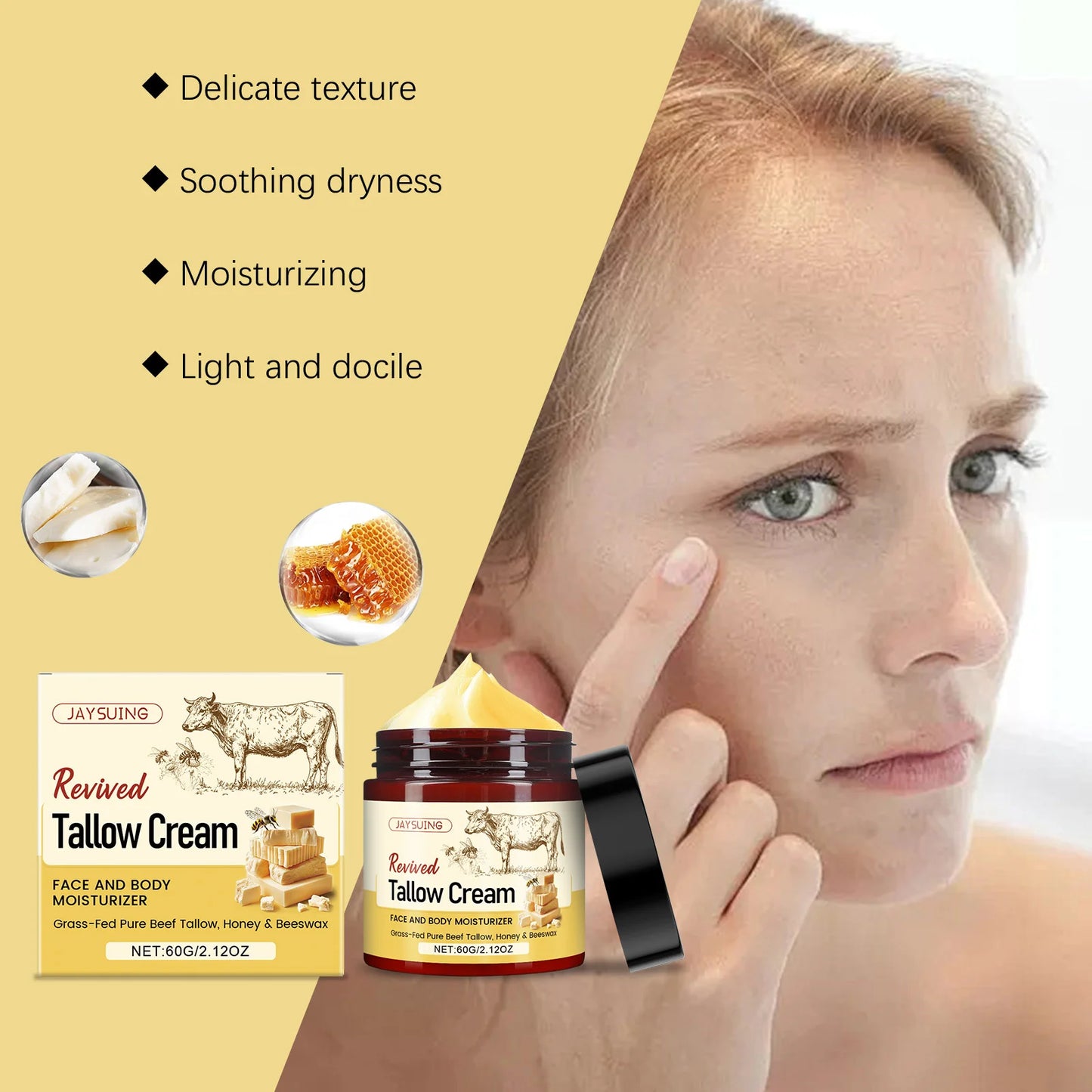 Natural Face &amp; Body Moisturizer - Organic Whipped Honey Beeswax