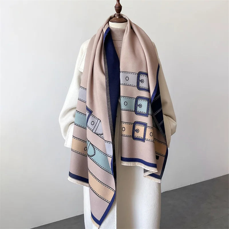 Châle Cachemire Femme Plaid - Écharpe Luxe Voyage Hiver
