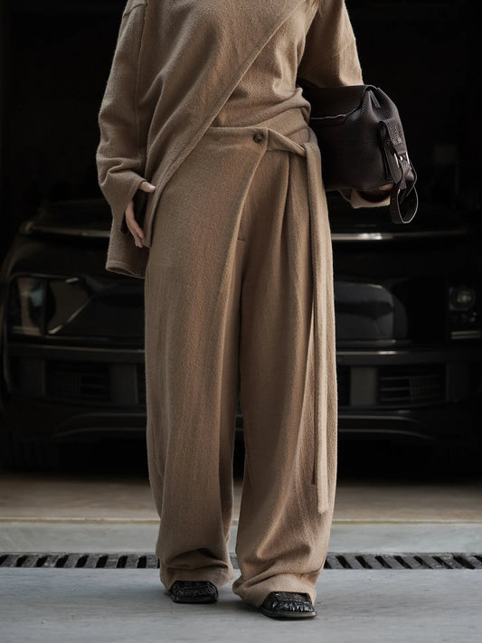 Pantalon Femme Occidental Noué - Style Léger Jambes Larges