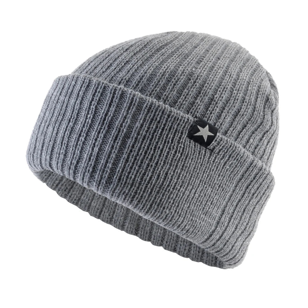 Chapeaux d'hiver pour hommes tricoté laine couleur unie Bonnet chapeau hommes chaud Skullies casquette tricot Doulbe couche épaisse Bonnet de Ski en plein air