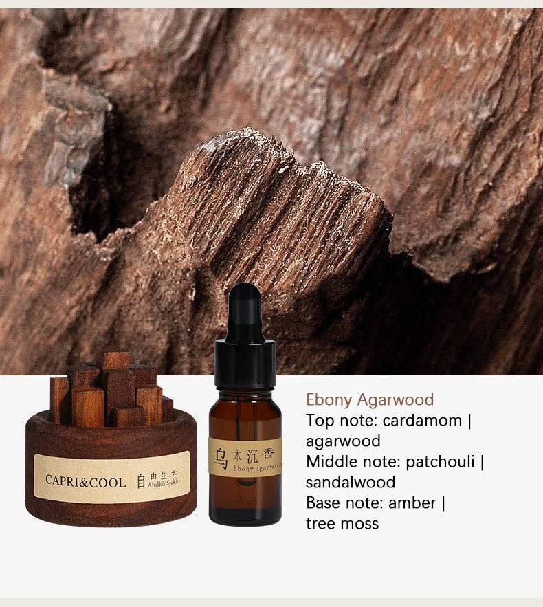 Incense Scented Natural Essential Oil Aromatherapy with Glass Dropper Black Walnut Wood Sticks Car Air Freshener Perfume