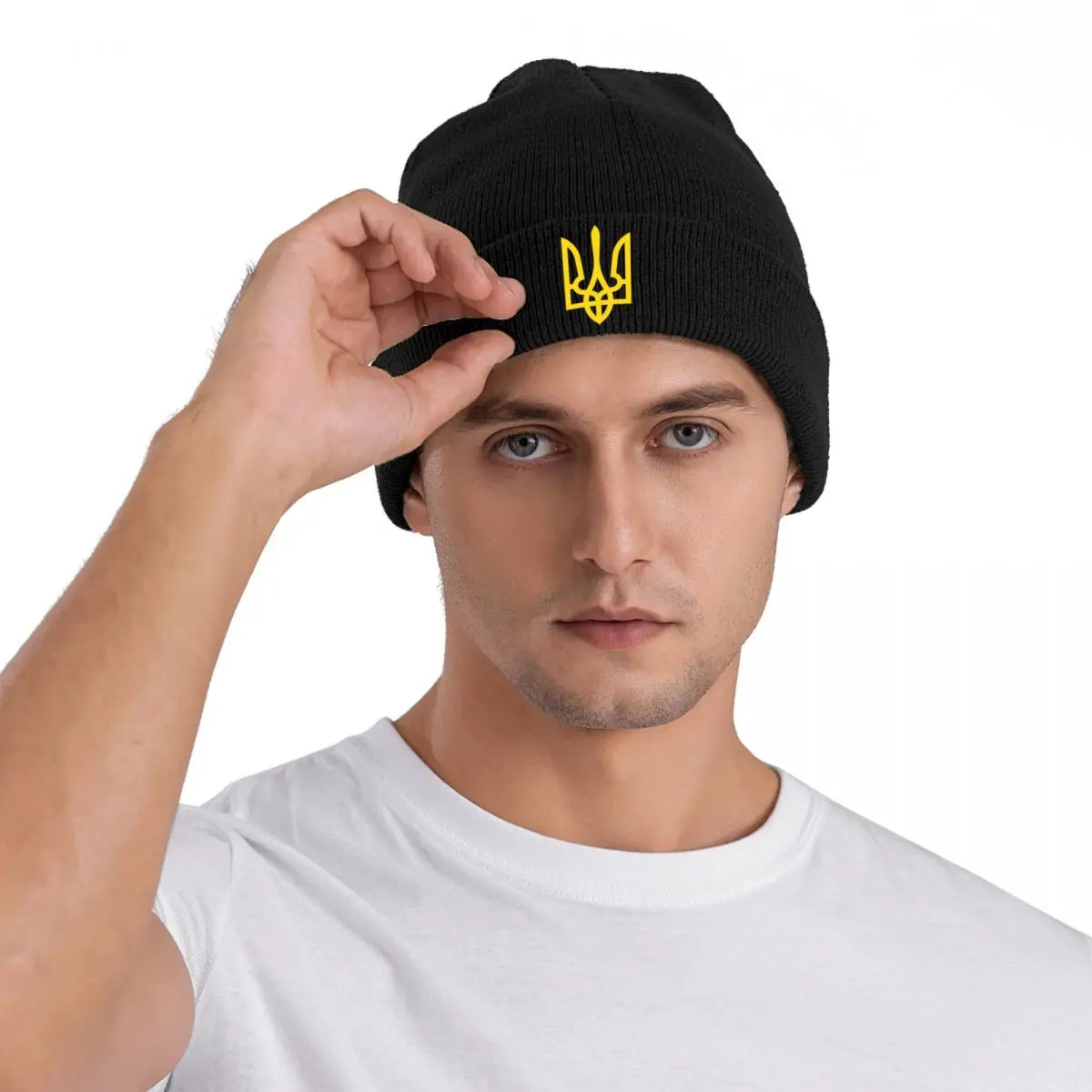Bonnet ukrainien personnalisé chapeau mode tricot chapeau hommes unisexe adulte blason drapeau ukrainien chaud hiver Skullies bonnets casquettes