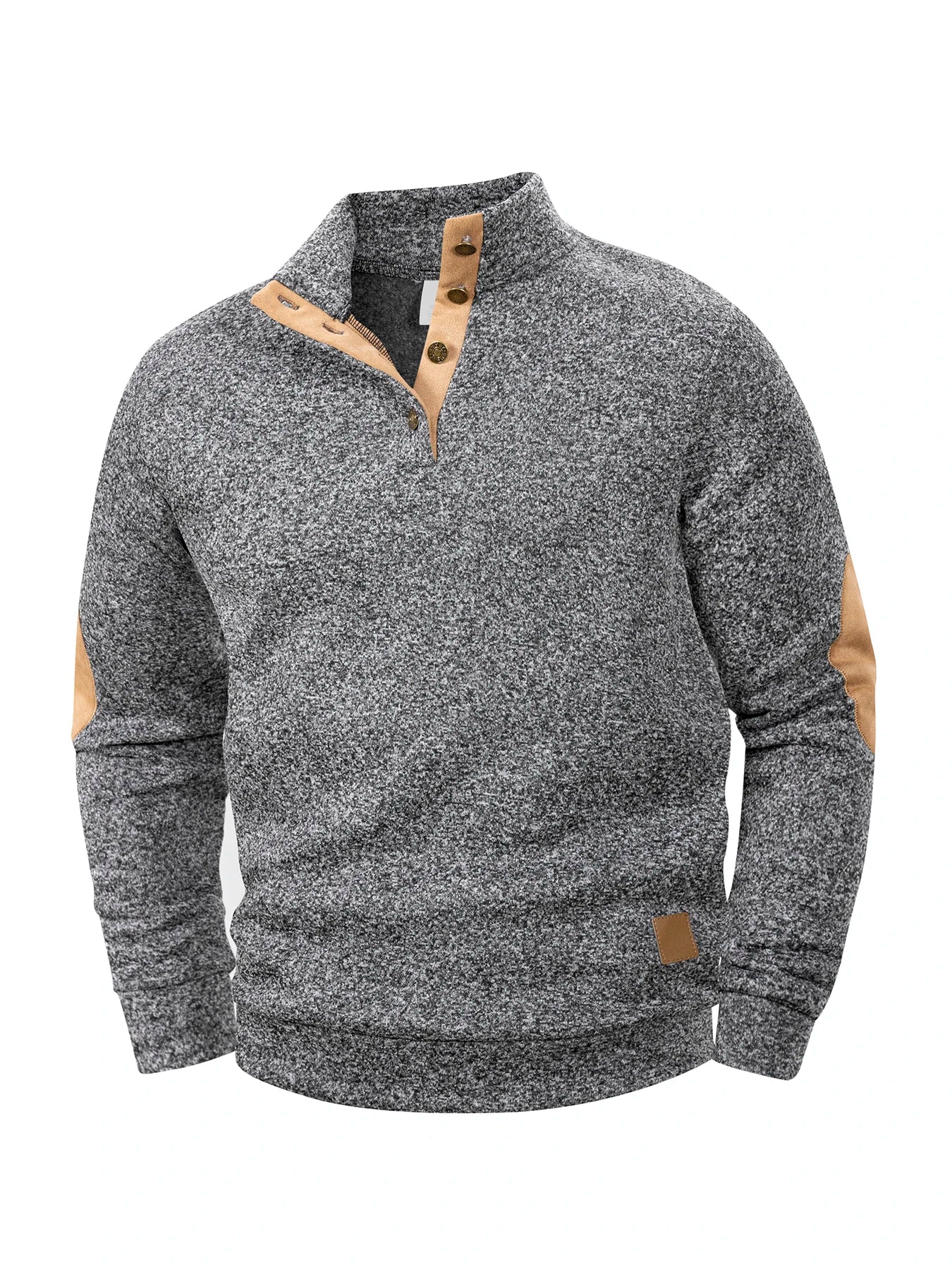 Pull Polo Henley Homme Col Montant Boutonné - Manches Longues Sport Printemps Automne