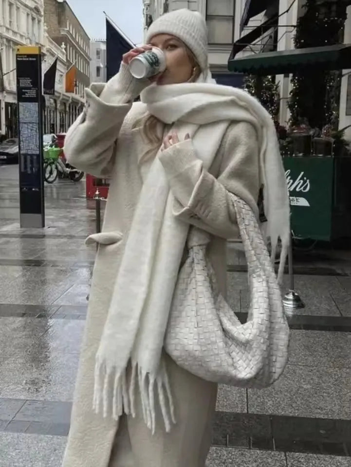 Écharpe Cachemire Hiver Femme Orange - Pashmina Luxe Pompons