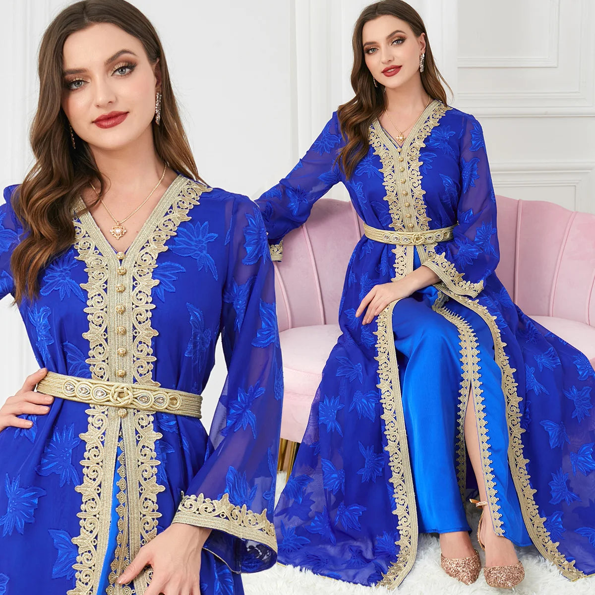 Abaya Robe Musulmane Luxe Kaftan - Islam Kimono Caftan Marocain Dubaï Ramadan