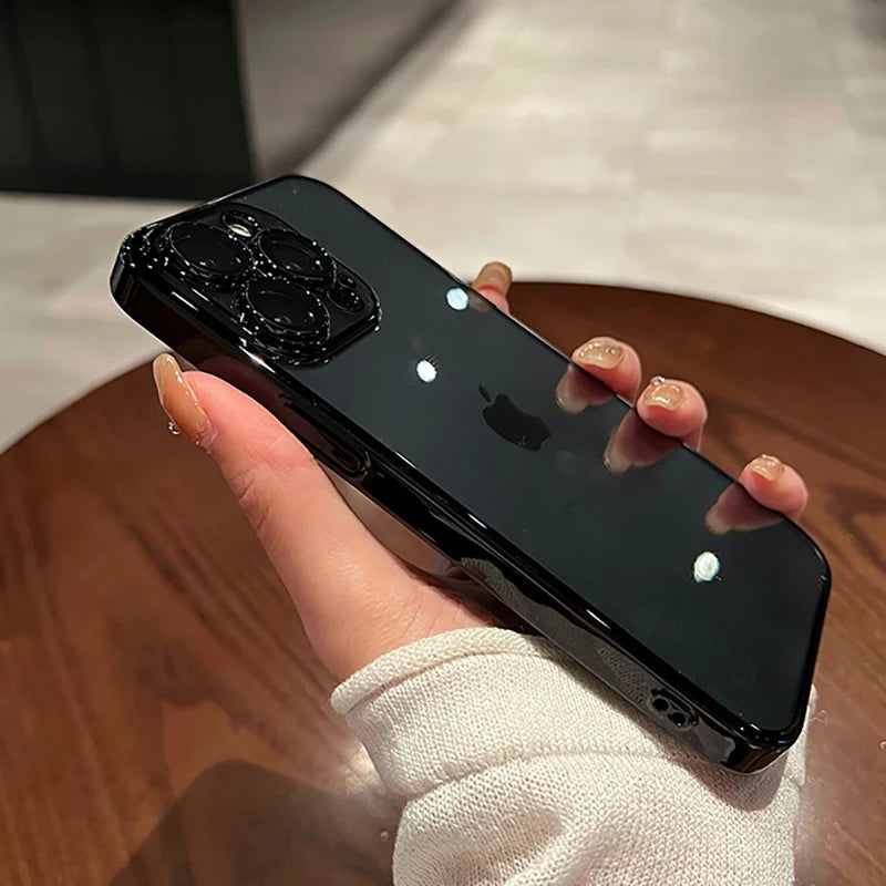 Coque iPhone Silicone Transparent Luxe - Placage Protection Objectif 15 14 13 12 11 Pro Max