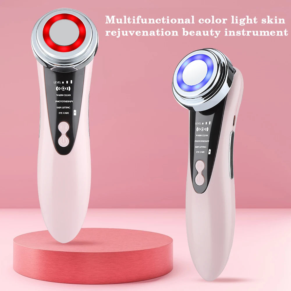 Masseur Facial EMS Thérapie LED - Vibration Ionique Raffermissement Anti-Rides