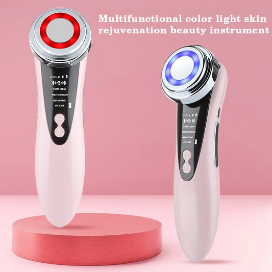 Masseur Facial EMS Thérapie LED - Vibration Ionique Raffermissement Anti-Rides