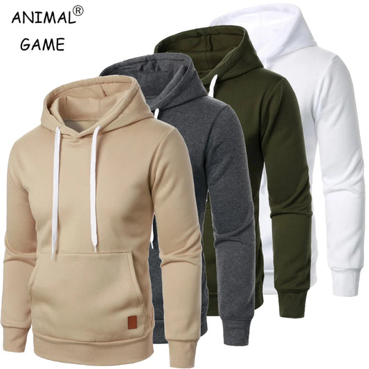 Sweat à Capuche Homme Streetwear - Pull Léger Couleur Unie Manches Longues Décontracté