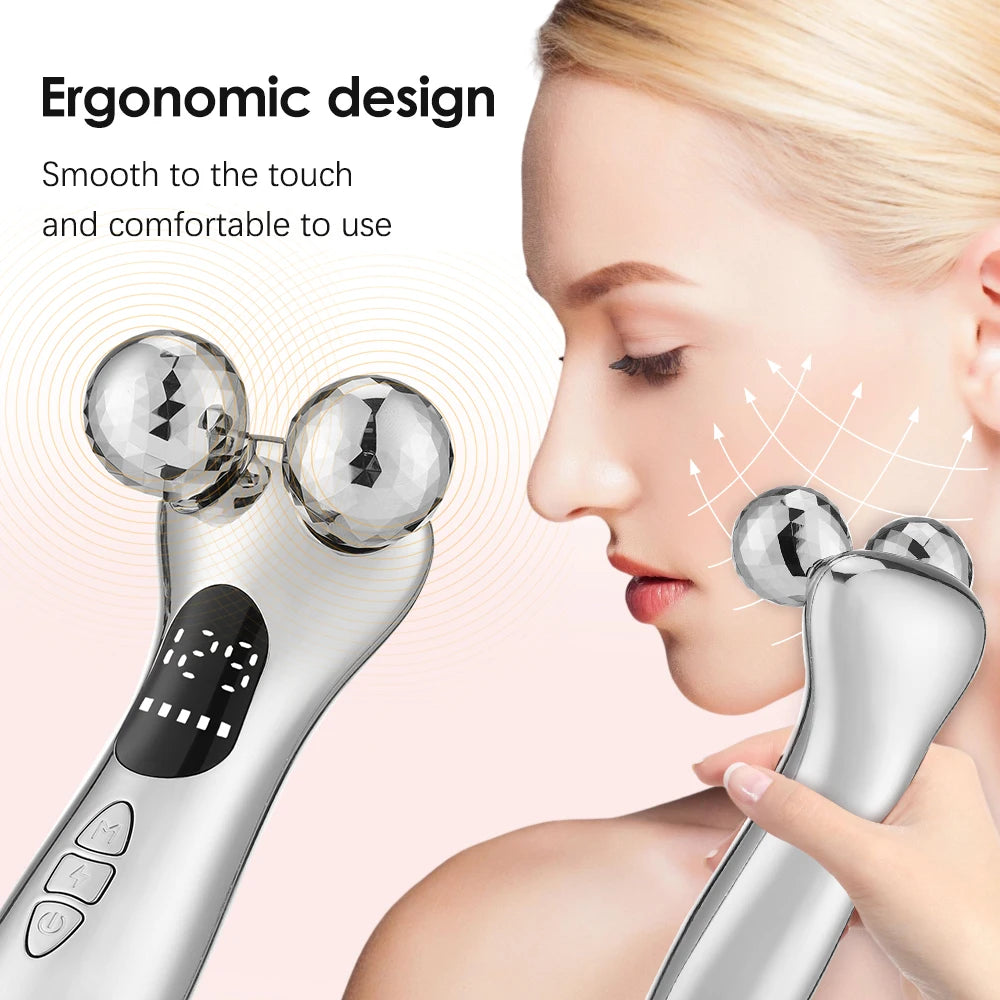 Electric Microcurrent Facial Beauty Instrument LED Display Face Lifting Roller Massager Skin Tightening Beauty Devices