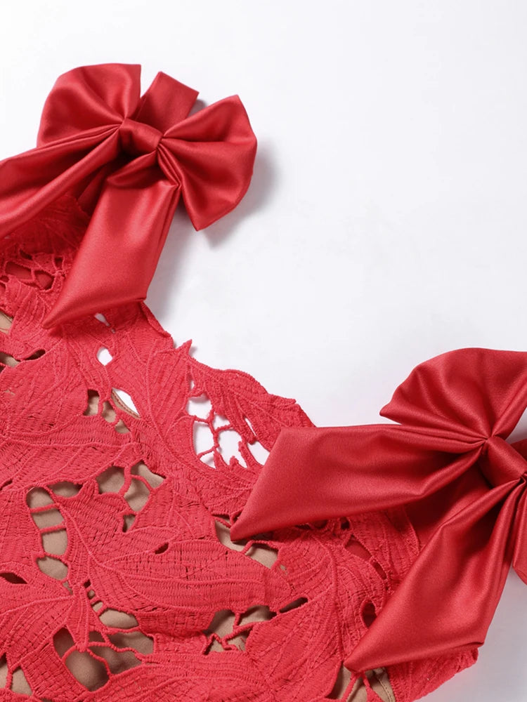 Robe Dentelle Crochet Dos Nu - Longue Sexy Plage Vacances Bretelles