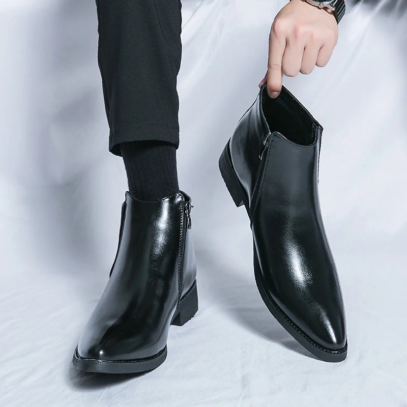 Bottines Homme Élégantes Style Britannique - Cuir Premium