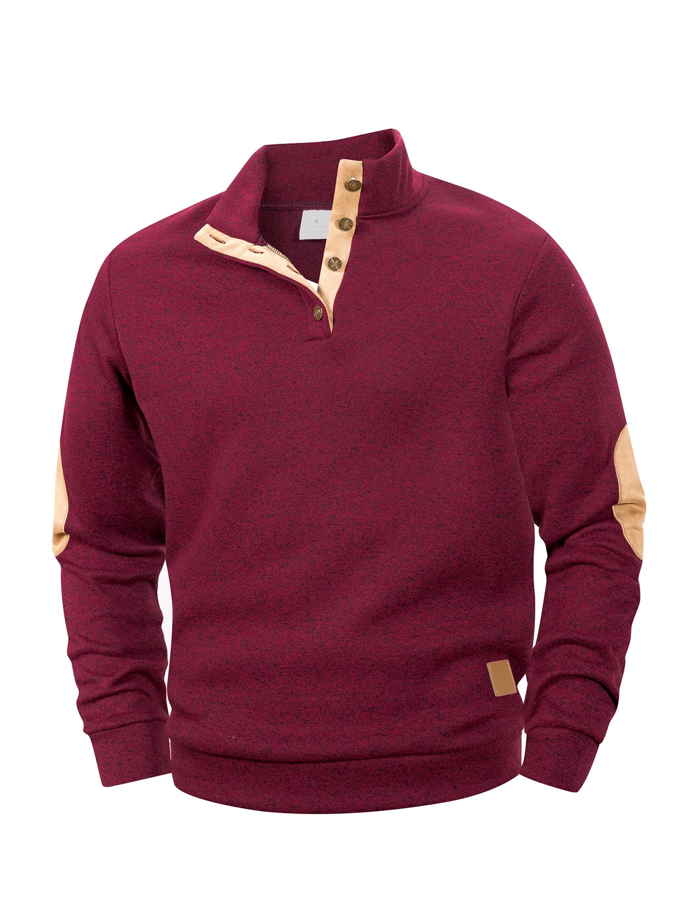 Pull Polo Henley Homme Col Montant Boutonné - Manches Longues Sport Printemps Automne