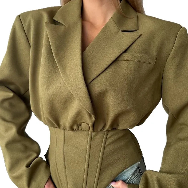 Ensemble Blazer Femme Court - Veste + Gilet Irrégulier