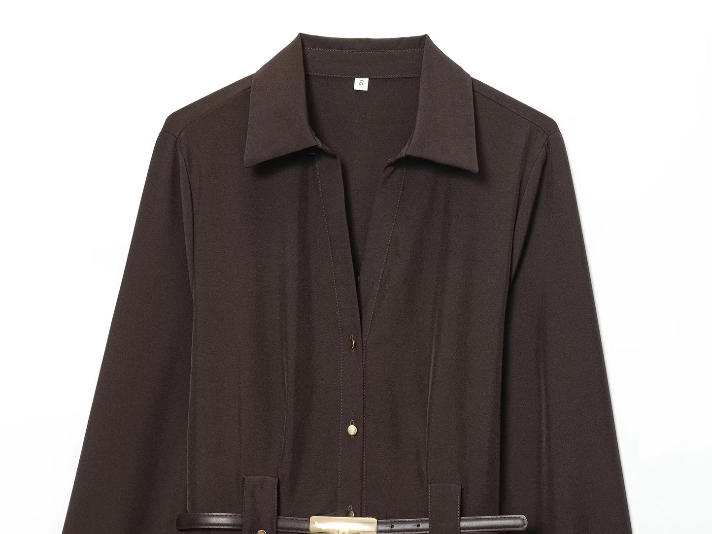 Robe Chemise Femme Européenne - Style Midi Ceinturée