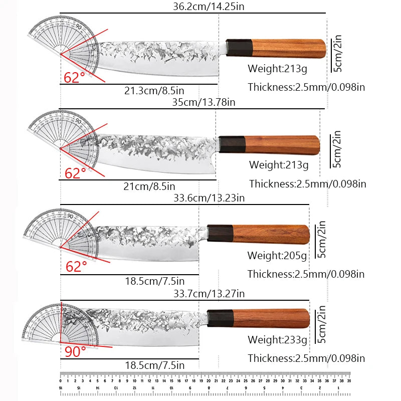 Couteau de chef japonais forgé, couteau à sushi, couteau Nakiri, couteau à trancher de cuisine, coupe manuelle Aleaver, outils de cuisine