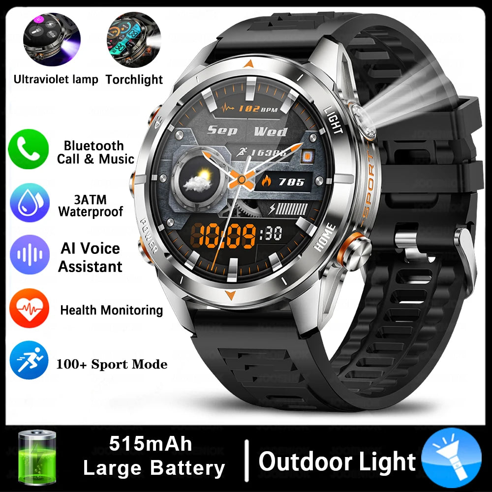 Montre Intelligente Militaire 10ATM - AMOLED 1.46" LED 515mAh Appel BT