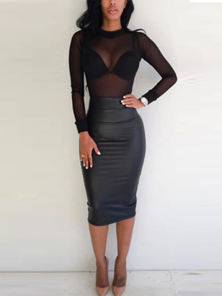 T-Shirt Maille Femme Transparent - Col Roulé Sexy