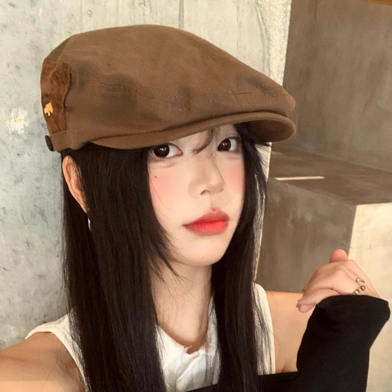 Béret Rétro Café Unisexe - Style Japonais Protection Solaire Été Automne