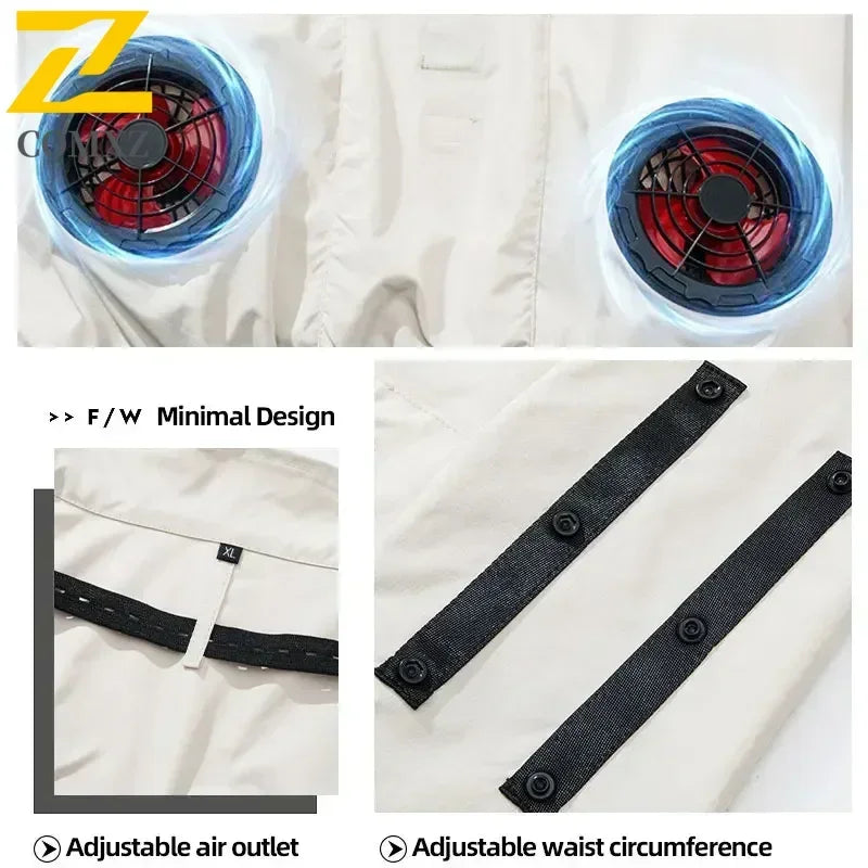 Veste Ventilateur USB Homme Femme - Climatisation Refroidissement Corps Pêche Travail