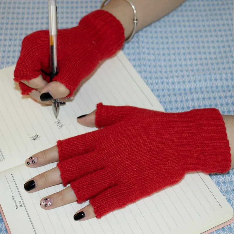 Gants Sans Doigts Femme Thermique - Mitaines Chaudes Hiver