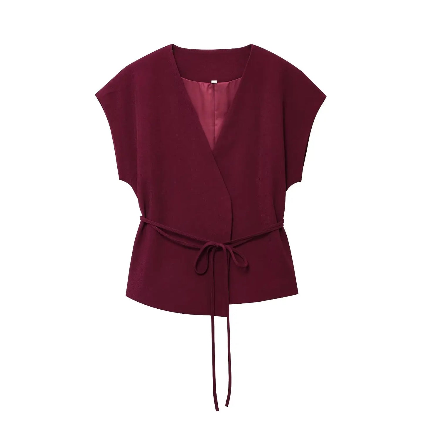 TFMLN mode femmes pantalons costumes sans manches col en v haut avec ceinture pantalons droits ensembles 2025 printemps été banlieue 2 pièces ensemble