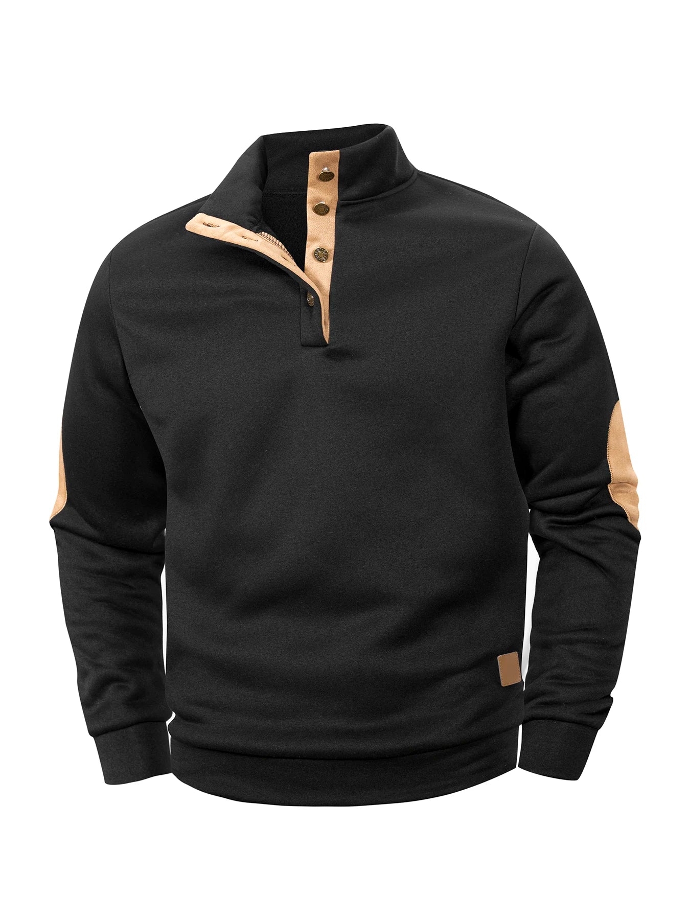 Pull Polo Henley Homme Col Montant Boutonné - Manches Longues Sport Printemps Automne