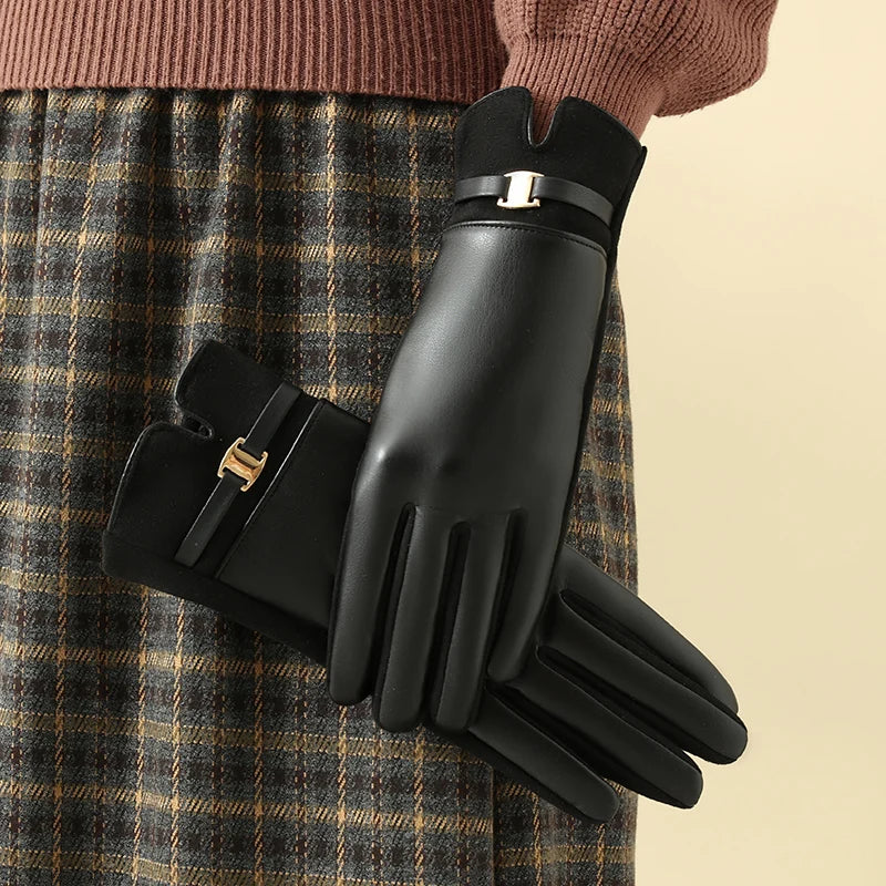 Gants Hiver Femme Polaire - Cyclisme Conduite Écran Tactile PU